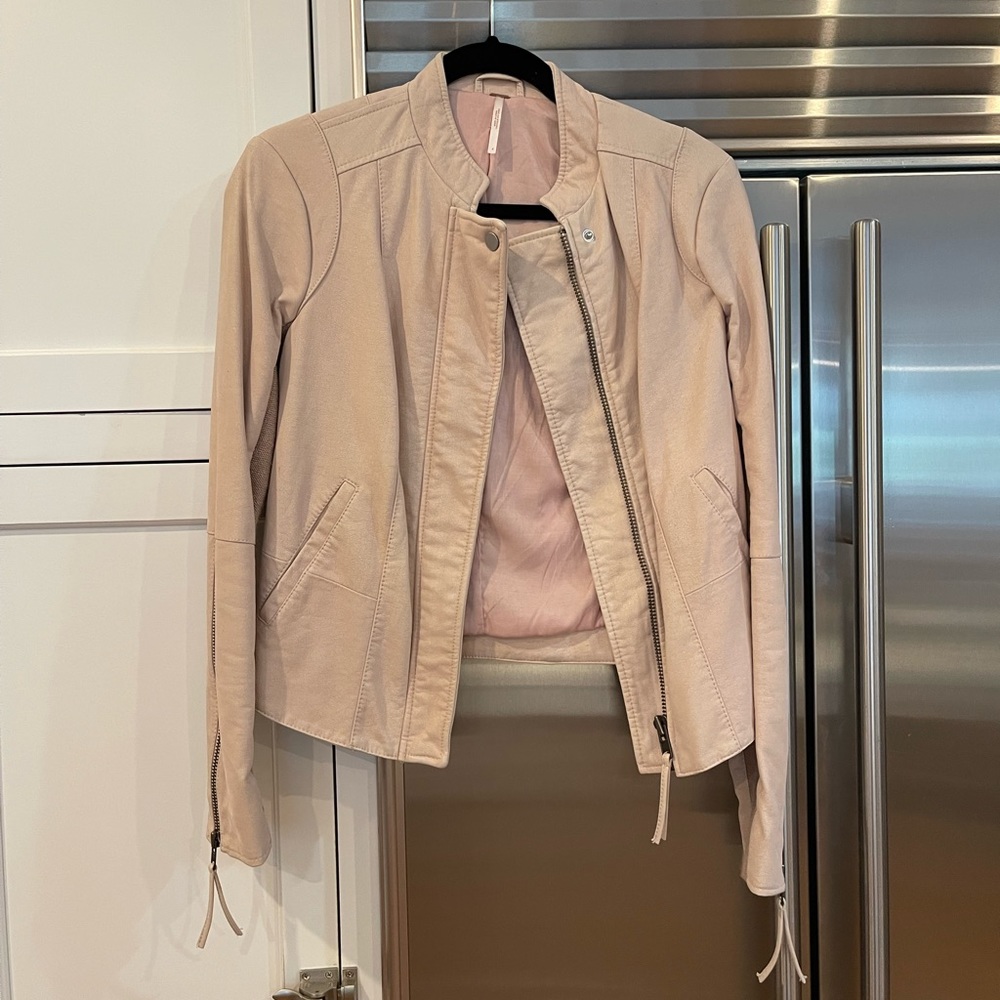 Free People Light Pink Suede Leather Jacket Size 4